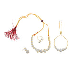 Thumbnail for Rhodium-Plated Alloy Heart Shape Ad Necklace With Bracelet - The Pari - Distacart
