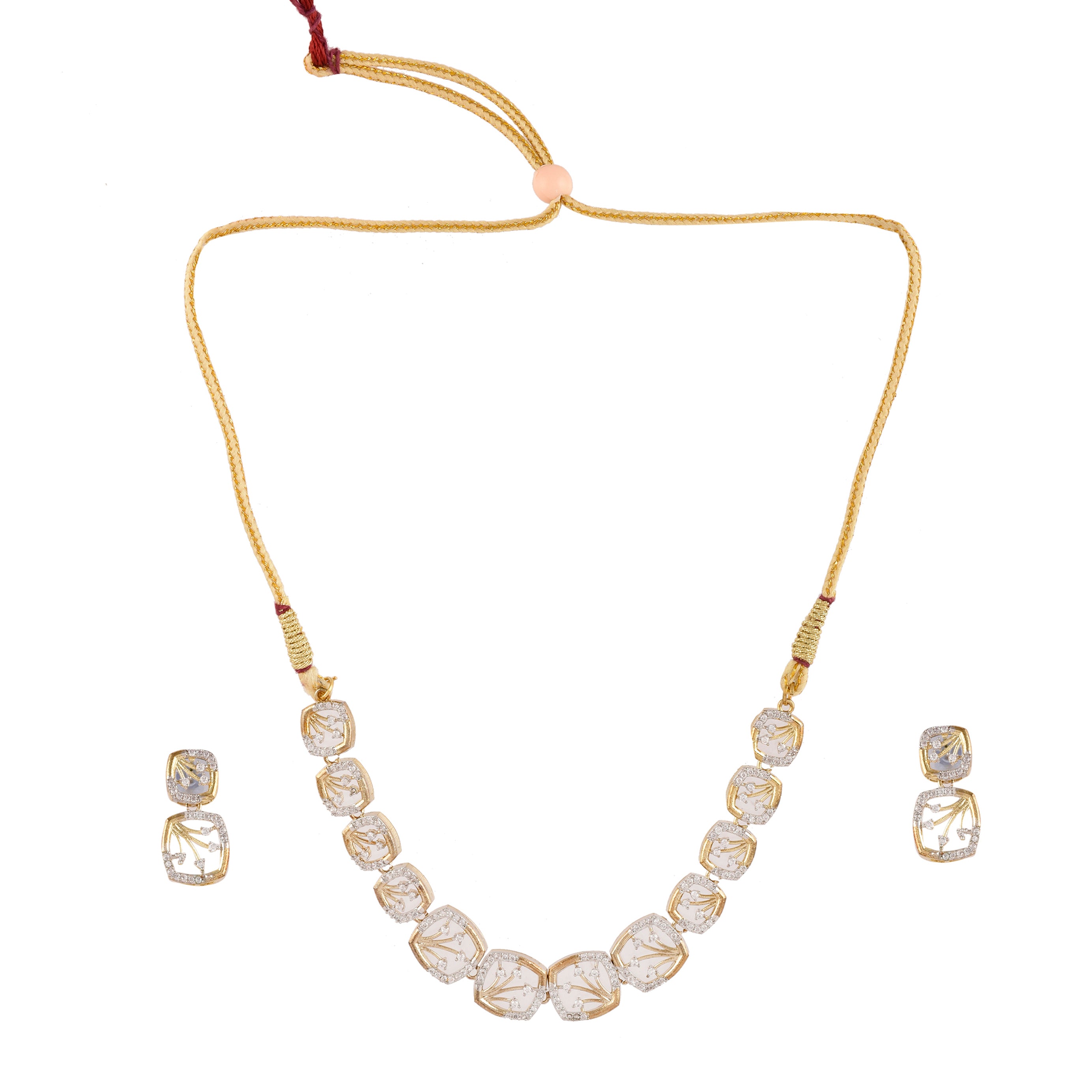 Rhodium-Plated Alloy Designer Ad Square Necklace Set - The Pari - Distacart