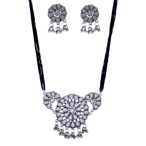 Silver-Plated Alloy Glass Studded Tribal Oxidised Choker Necklace - The Pari - Distacart