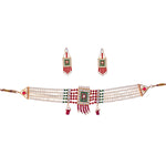 Thumbnail for Gold-Plated Alloy Pearl And Glass Bread Choker Necklace - The Pari - Distacart