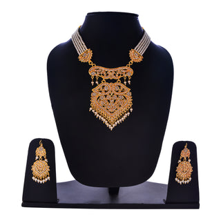 Gold-Plated Alloy Polki Work Long Pearl Rani Haar Necklace - The Pari - Distacart