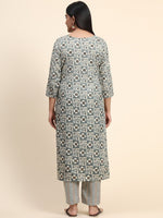Thumbnail for Kalini Floral Printed Round Neck Kurta with Trousers - Distacart