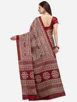 Thumbnail for Kalini Maroon & Cream-Coloured Khadi Silk Kalamkari Saree - Distacart