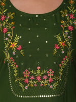 Thumbnail for Kalini Women Green & Pink Floral Embroidered Kurta with Trousers - Distacart