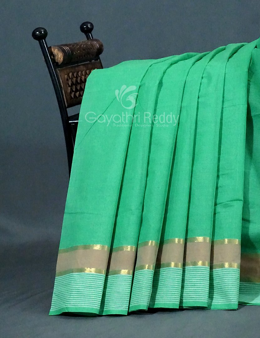 Dual Shades of Rama Green Pure Mangalgiri Cotton By Gayathri Reddy Designer Studio - Distacart