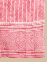 Thumbnail for Sangria Ethnic Motifs Printed Thread Work Pure-Cotton A-Line Kurta With Trouser & Dupatta - Distacart