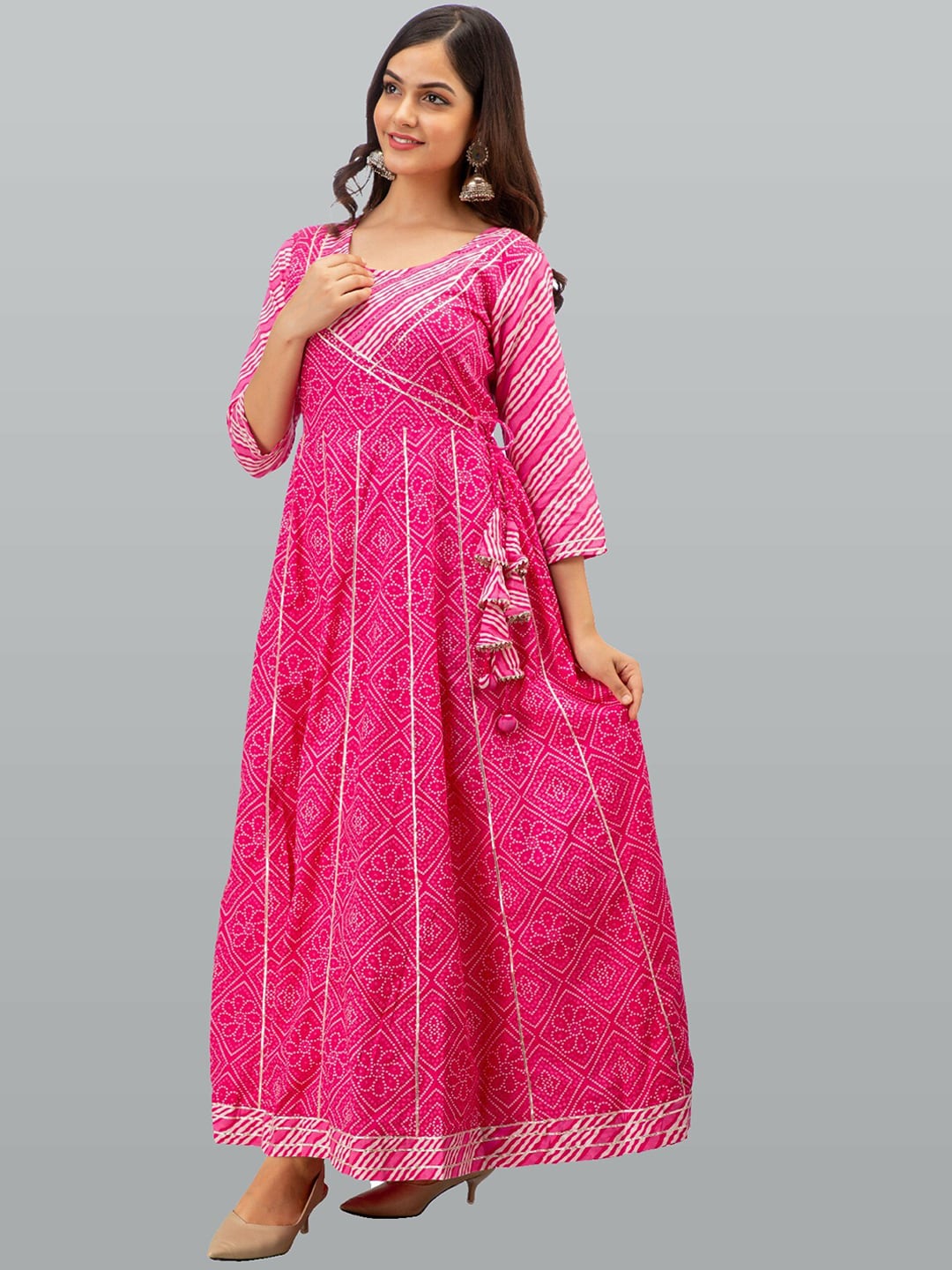 Kalini Women Pink Ethnic Motifs Print Anarkali Kurta - Distacart