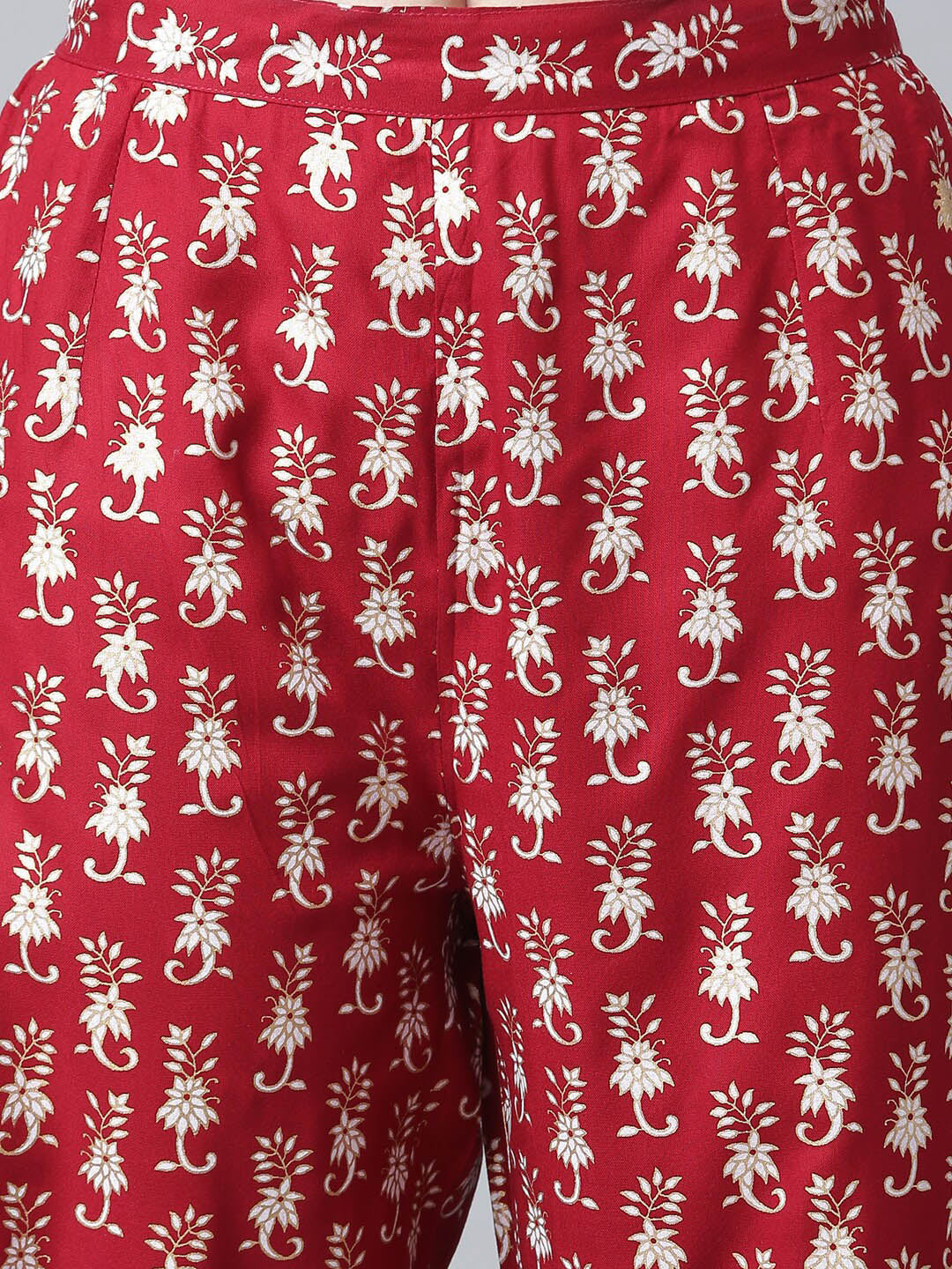 Khushal K Women Floral Yoke Design Pleated Kurta with Palazzos - Distacart