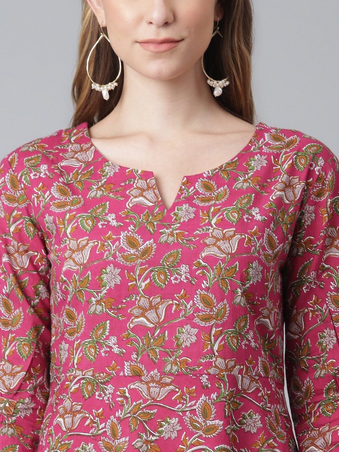 Khushal K Women Maroon Cotton Floral Printed Kurta With Dupatta - Distacart