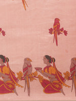 Thumbnail for Saree Mall Peach-Coloured & Maroon Warli Print Bhagalpuri Saree - Distacart