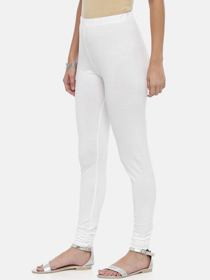 Souchii White Solid Slim-Fit Churidar-Length Leggings - Distacart