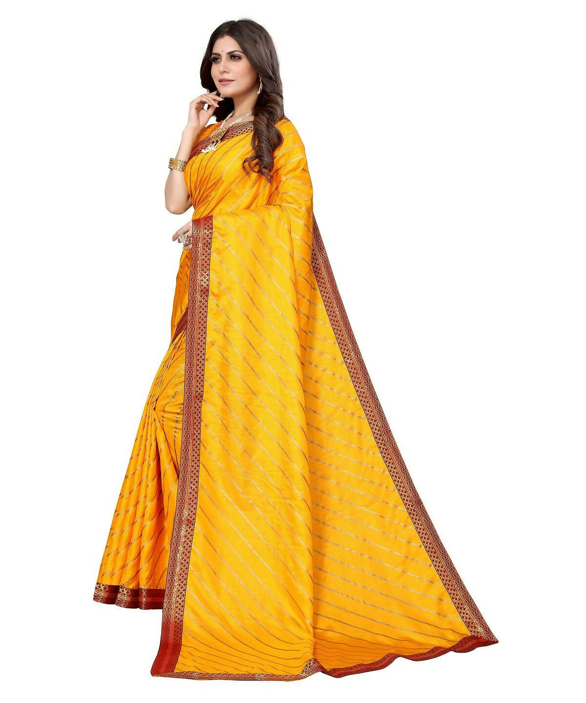 Vamika Dola Silk Yellow Lace Border Bollywood Style Saree (SUCHI YELLOW) - Distacart