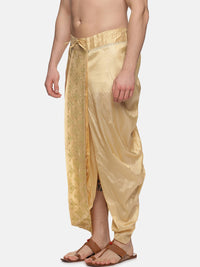 Thumbnail for Sethukrishna Golden Embroidered Dhoti Pant For Men - Distacart