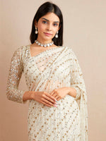 Thumbnail for Sangria Georgette Ethnic Embellished Party Wear Saree - Distacart