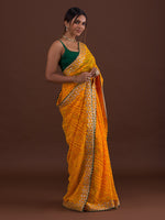 Thumbnail for Koskii Yellow & Red Bandhani Gotta Patti Bandhani Saree - Distacart