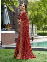 Thumbnail for Mitera Bandhani Zari Pure Georgette Saree - Distacart