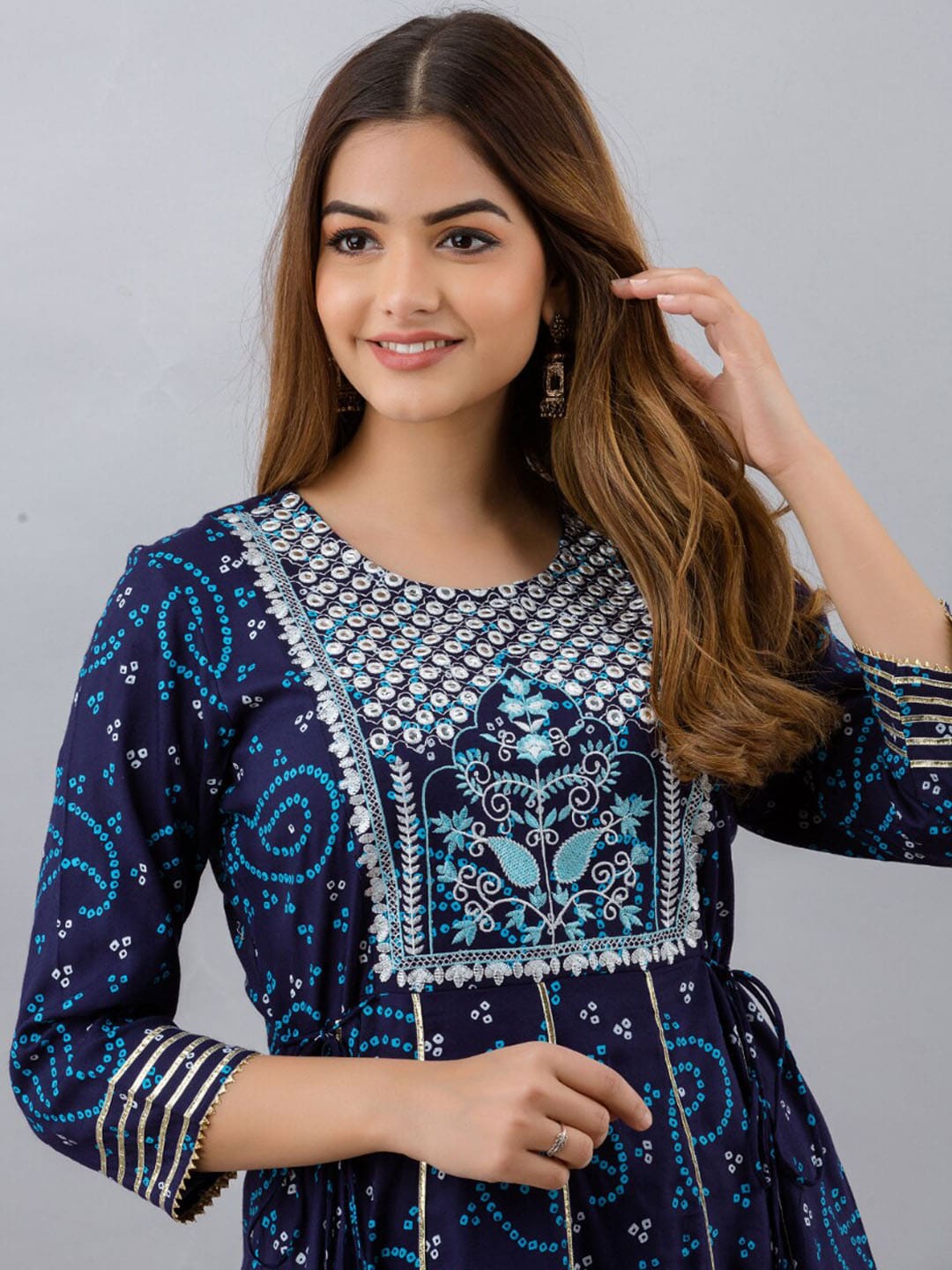 Kalini Women Blue Ethnic Motifs Printed Floral Anarkali Kurta - Distacart