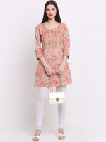 Thumbnail for Kalini Women Peach-Coloured Floral Printed Kurta - Distacart