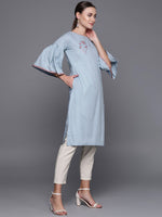 Thumbnail for Biba Women Blue Solid Straight Kurta - Distacart
