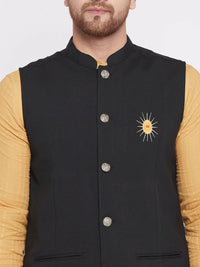 Thumbnail for Even Apparels Men Black Nehru Jacket - Distacart
