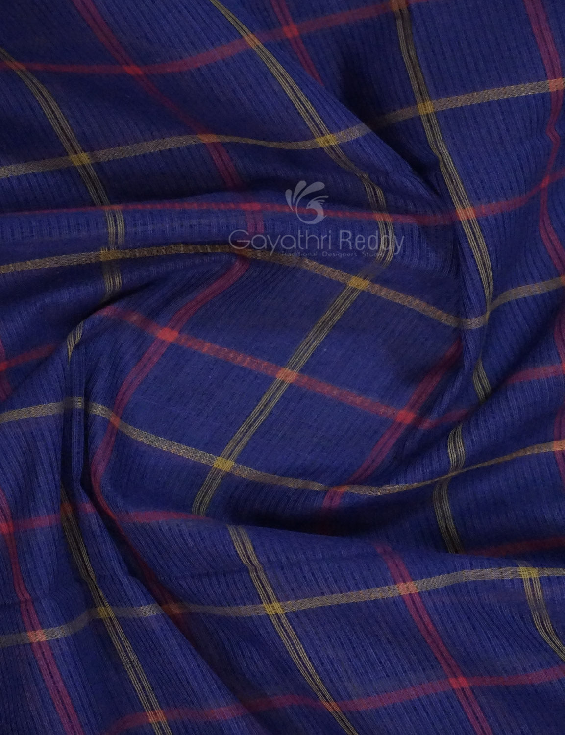 Dual Shade of Navy Blue And Magenta Pure Mangalgiri Cotton By Gayathri Reddy Designer Studio - Distacart