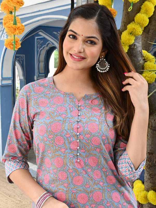 Kalini Kalini Women Floral Printed Kurta with Trousers - Distacart