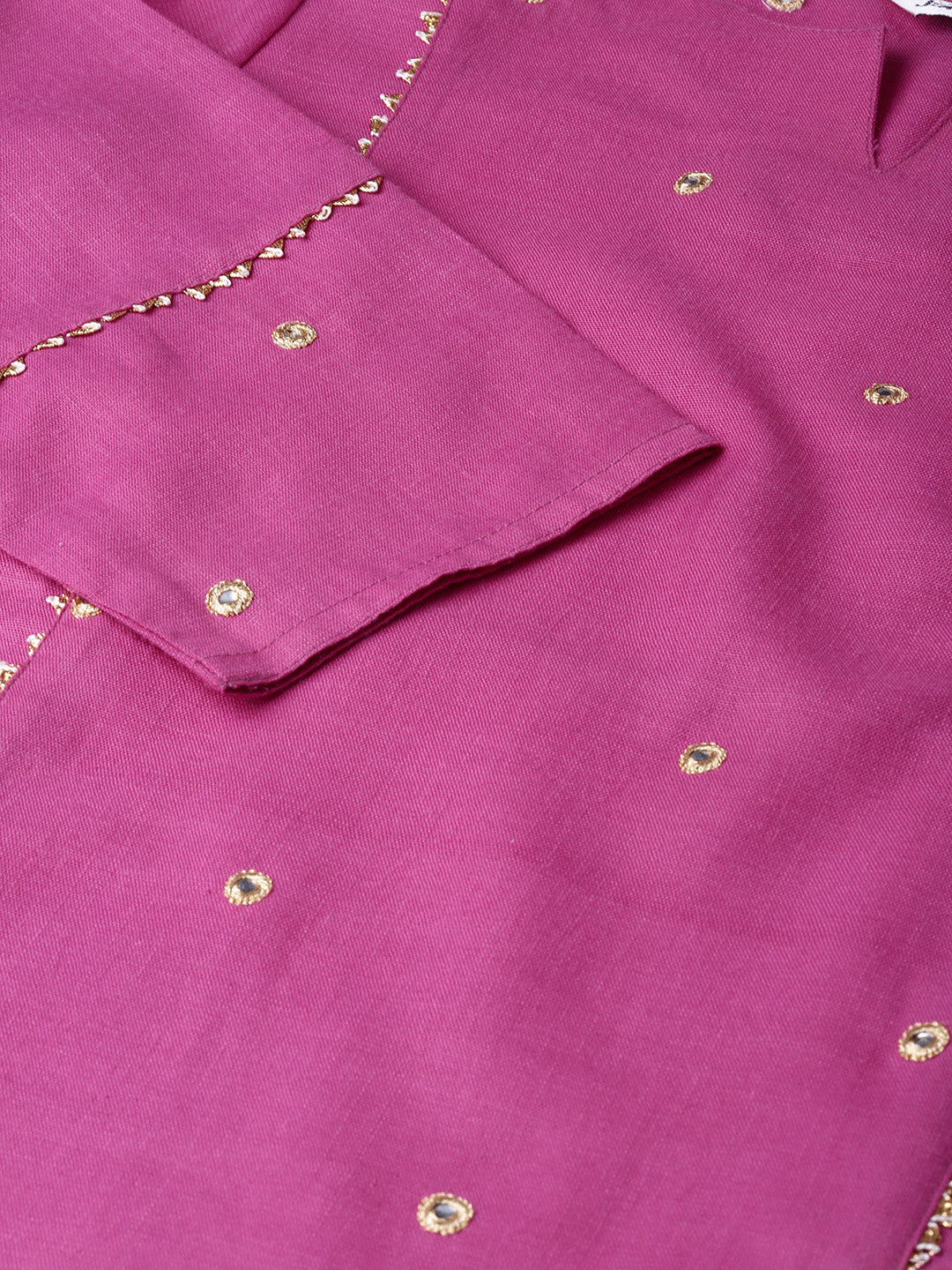 Jaipur Kurti Women Purple Embroidered Kurta with Trousers - Distacart