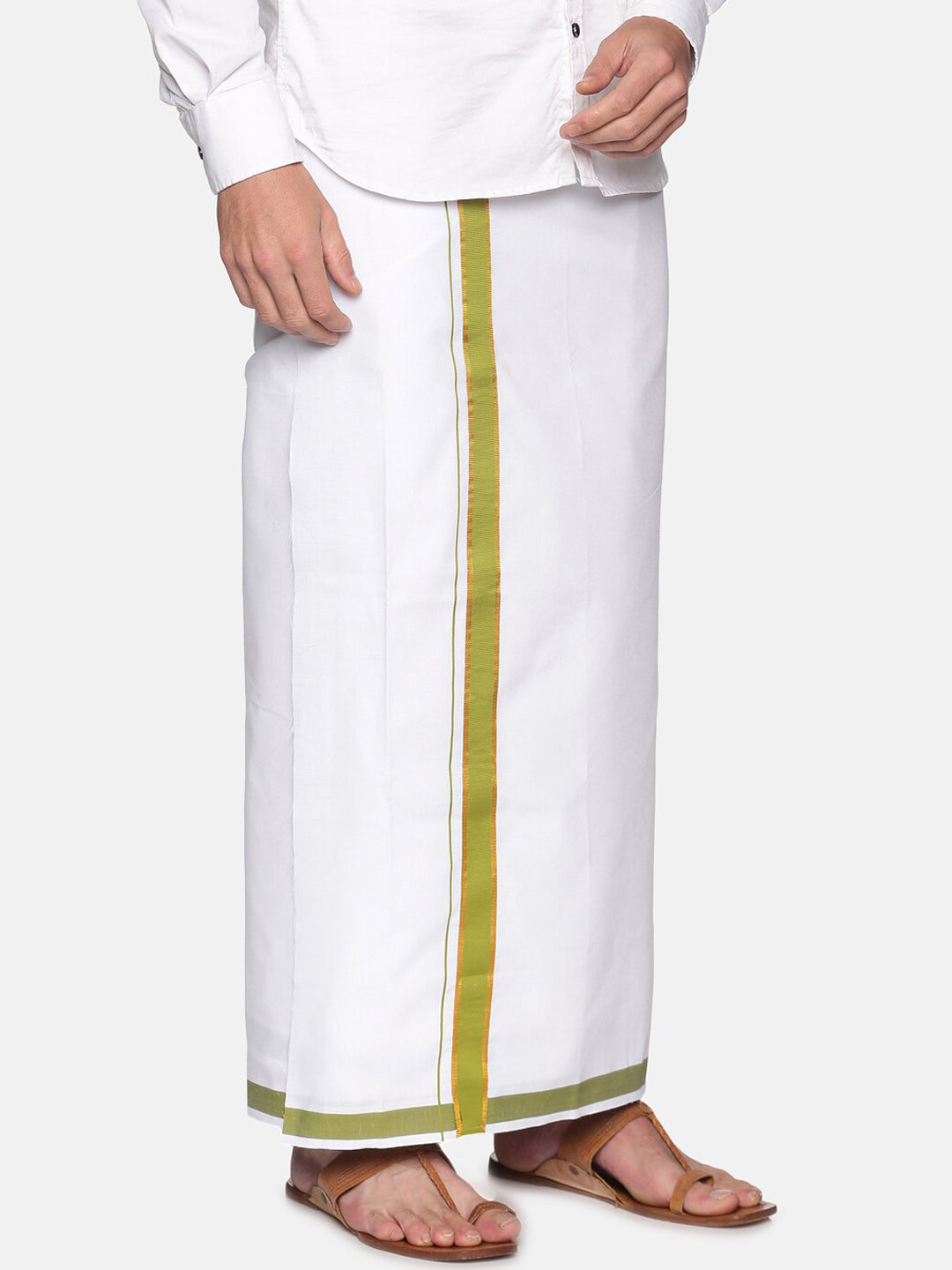 Sethukrishna Men White Solid Cotton Regular Dhoti - Distacart