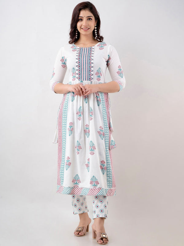 Kalini Women Floral Printed Gotta Patti Kurta With Trousers - Distacart