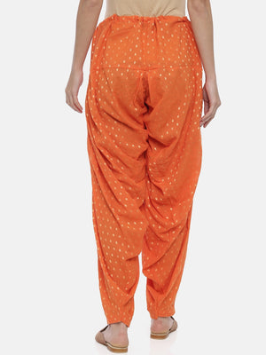 Souchii Orange Woven Design Loose-Fit Patiala - Distacart