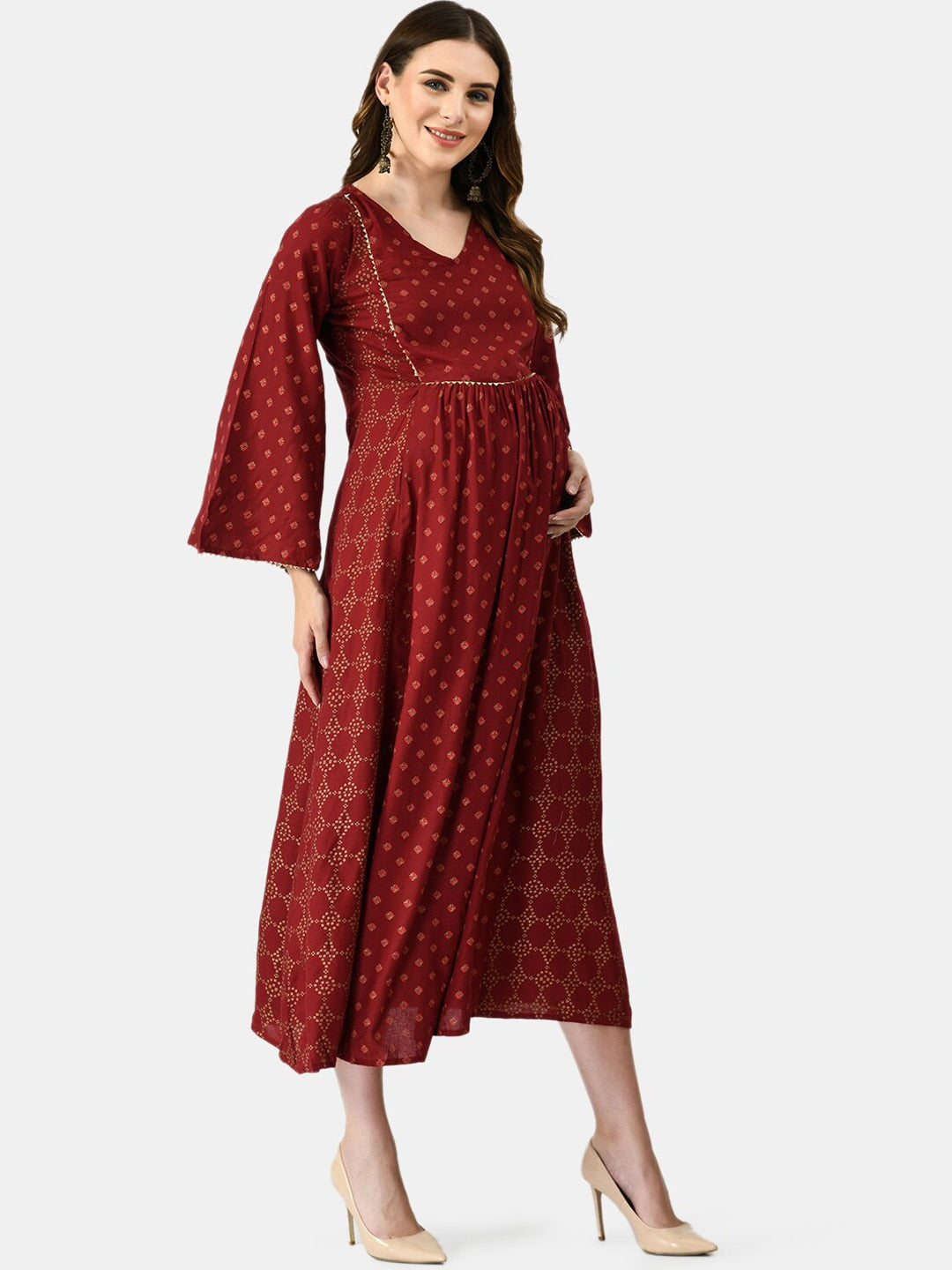 Kalini Women Geometric Printed Maternity Cotton Kurta - Distacart