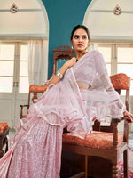 Thumbnail for Tikhi Imli Floral Sequinned Satin Half and Half Saree - Distacart