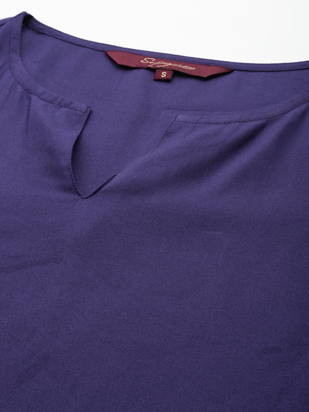 Sangria Bell Sleeves Solid Straight Kurta With Trousers - Distacart