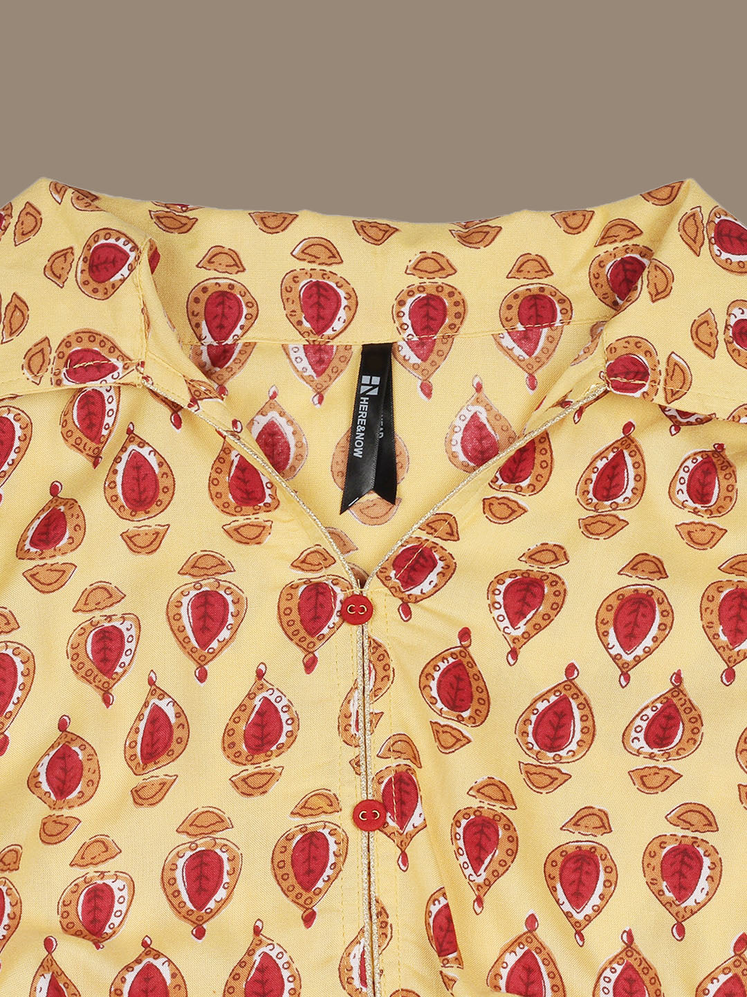 HERE&NOW Ethnic Motifs Printed Shirt Collar Pure Cotton Anarkali Kurta - Distacart