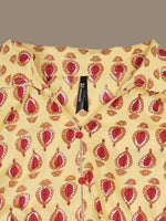 Thumbnail for HERE&NOW Ethnic Motifs Printed Shirt Collar Pure Cotton Anarkali Kurta - Distacart