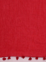 Thumbnail for Souchii Red Solid Tasselled Cotton Dupatta - Distacart