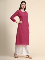 Thumbnail for Kalini Women Pink Ethnic Motifs Embroidered Kurta - Distacart
