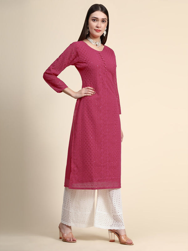 Kalini Women Pink Ethnic Motifs Embroidered Kurta - Distacart