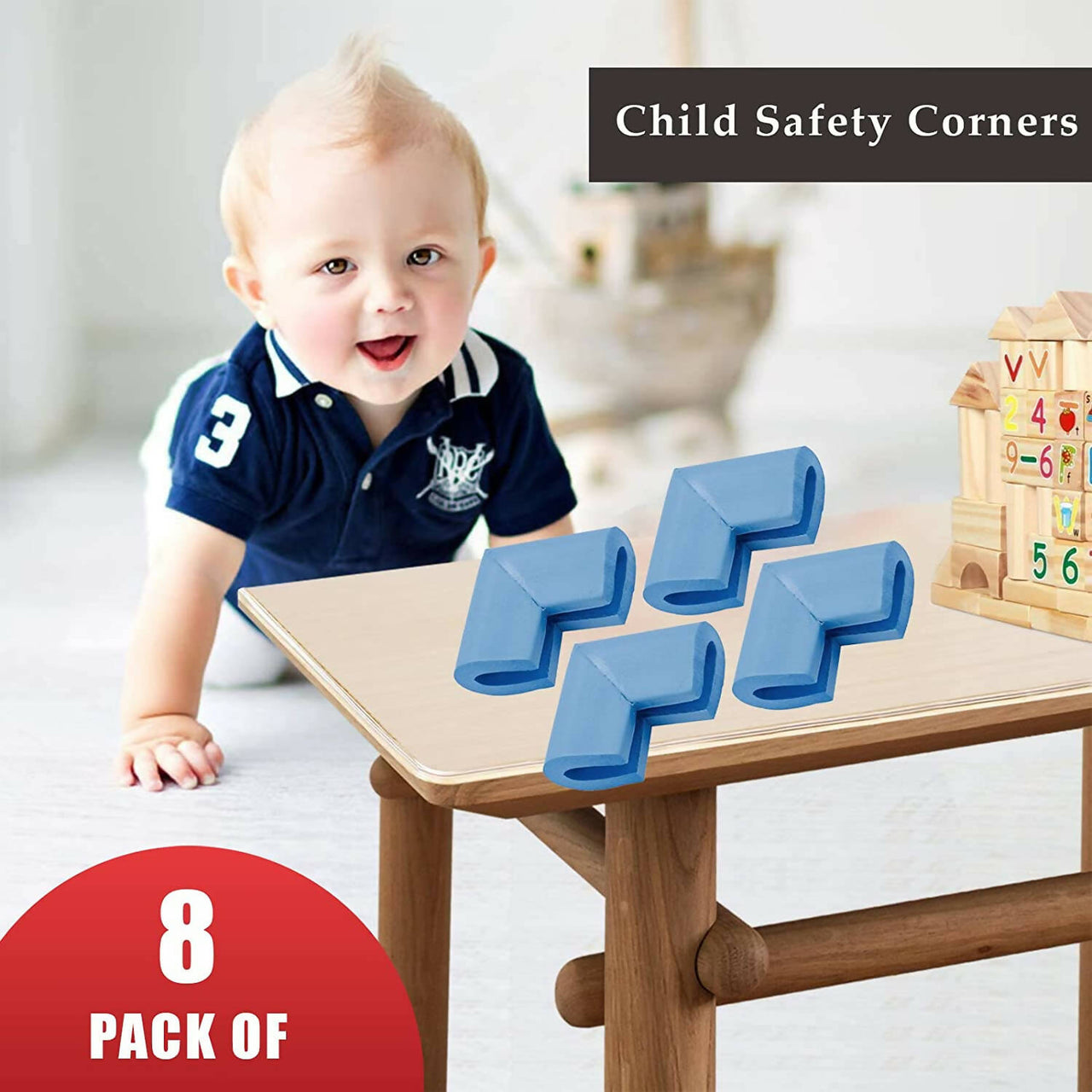 Safe-O-Kid Set of 8 Corner L Shaped Corner Guards for Kids safety- Blue-Small - Distacart