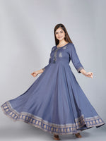 Thumbnail for Kalini Women Grey Ethnic Motifs Embroidered Anarkali Kurta - Distacart