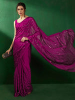Thumbnail for Sangria Geometric Embellished Beads and Stones Sarees - Distacart