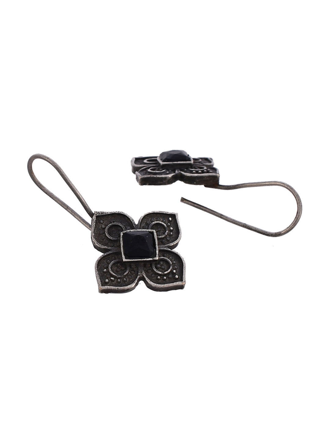 Shoshaa Silver Plated Floral Drop Earrings - Distacart