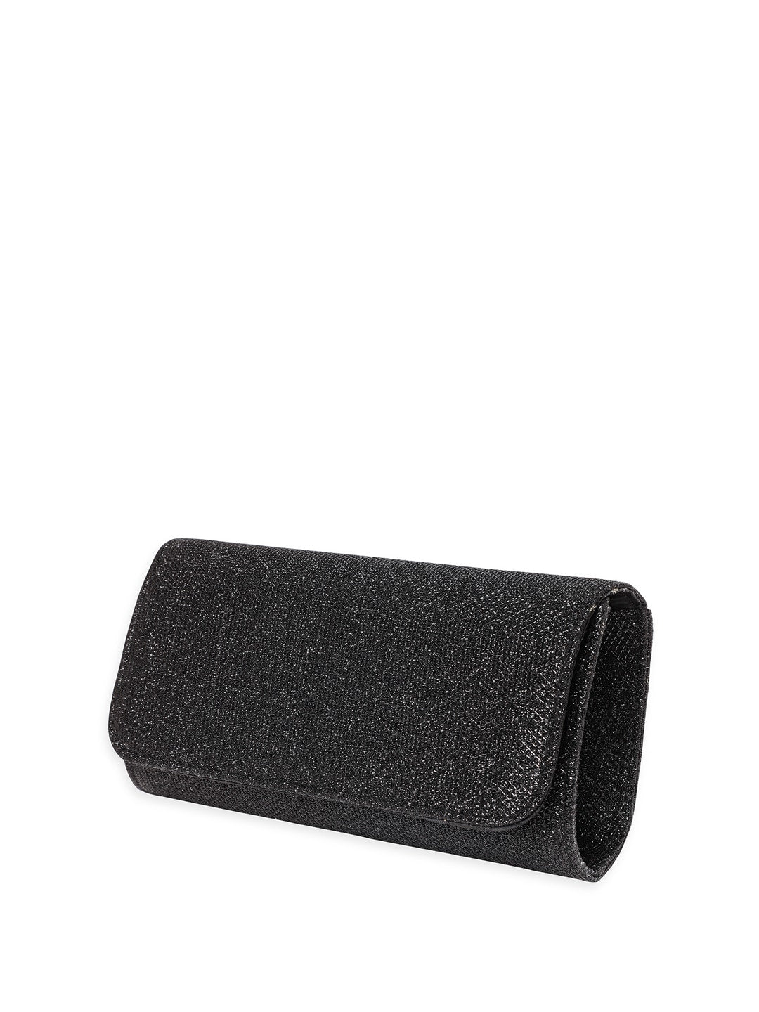 Rubans Textured Shimmery Foldover Clutch With Shoulder Strap - Distacart