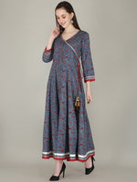 Thumbnail for Kalini Women Navy Blue & Red Floral Printed Floral Anarkali Fusion Kurta - Distacart