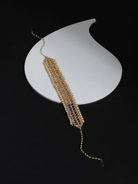Thumbnail for Gold-Plated White Kundan-Studded Pearl Beaded Hair Band - Ruby Raang - Distacart
