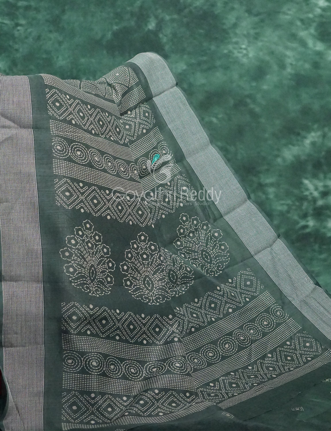 Mauve Green Colour Diamond Printed Semi Chanderi Saree By Gayathri Reddy Designer Studio - Distacart