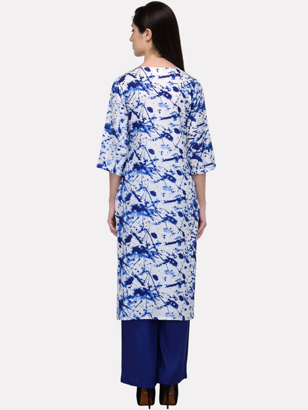 Kalini Women White & Blue Printed Kurta - Distacart