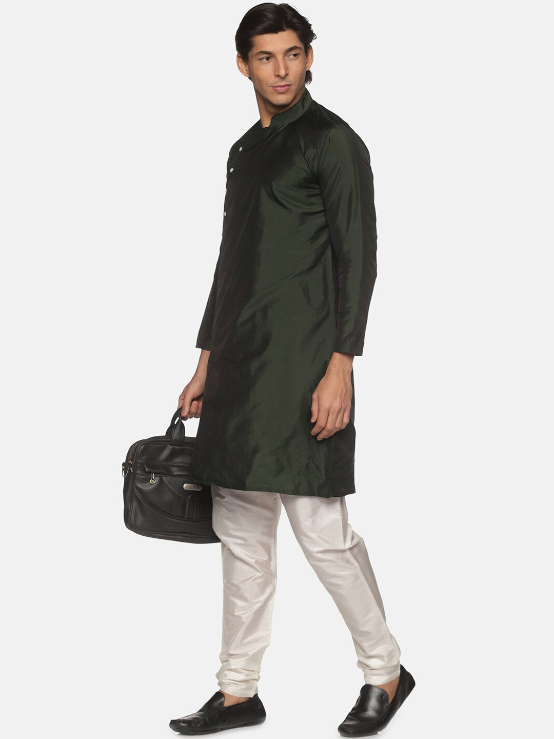 Sethukrishna Men Green Pleated Kurta with Churidar - Distacart