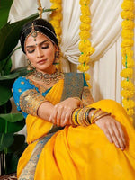 Thumbnail for Kalini Ethnic Motifs Woven Design Zari Silk Cotton Banarasi Saree - Distacart