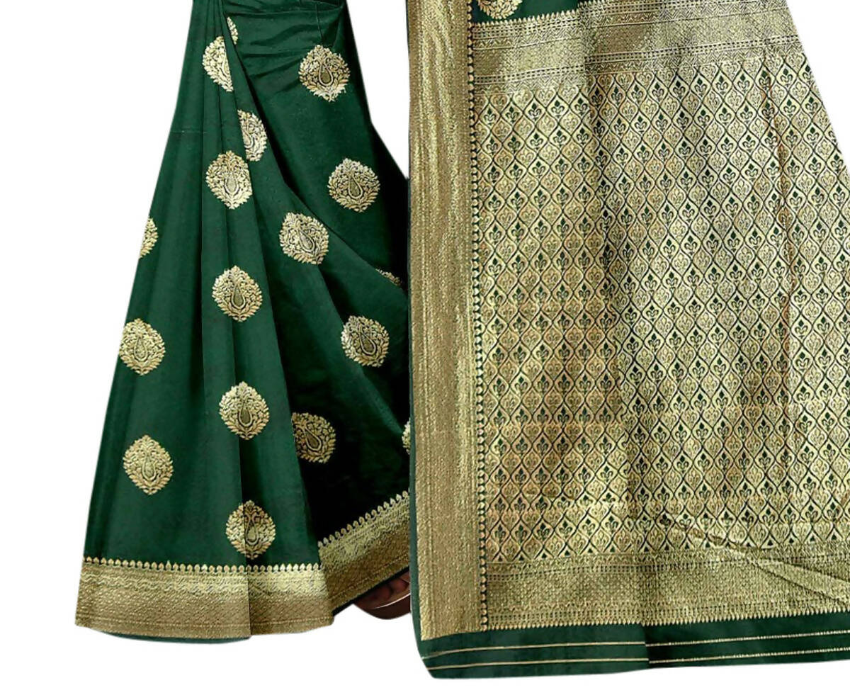 Vamika Weaving Banarasi Jacquard Green Saree - Distacart